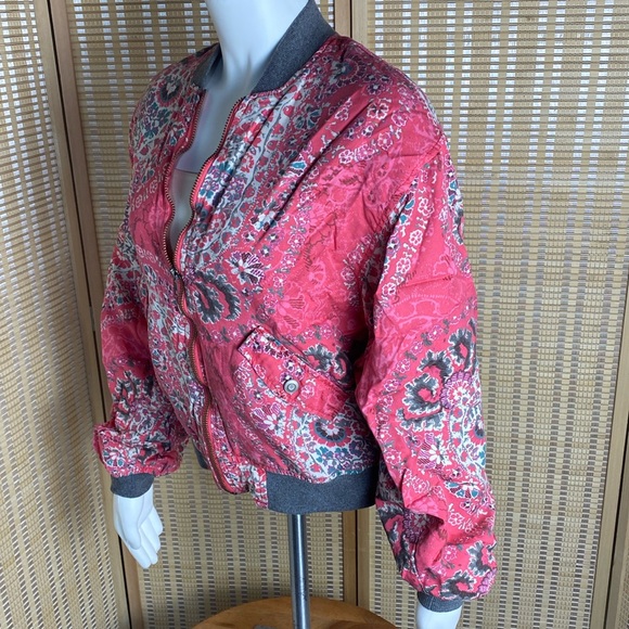 Free People Boho Woman’s XS Daytrip Pink Shabby Chic Bomber Jacket - Picture 3 of 8